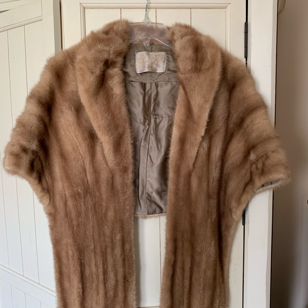 Mink Fur Scarf Wrap Vintage Shawl 1950s Jacket Coat Stole Real Shoulder …